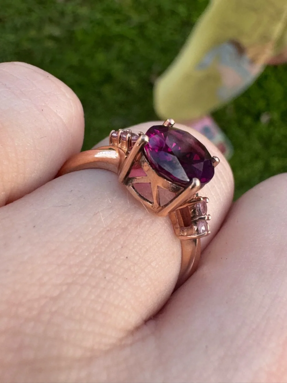 Solid 10k rose gold 2.60Ctw genuine grape garnet/pink sapphire - Picture 6 of 12